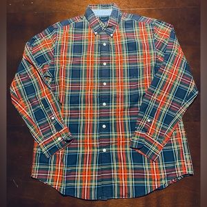 Men’s Chaps Easy Care Classic Plaid Colorful Button Down Size Medium Long Sleeve